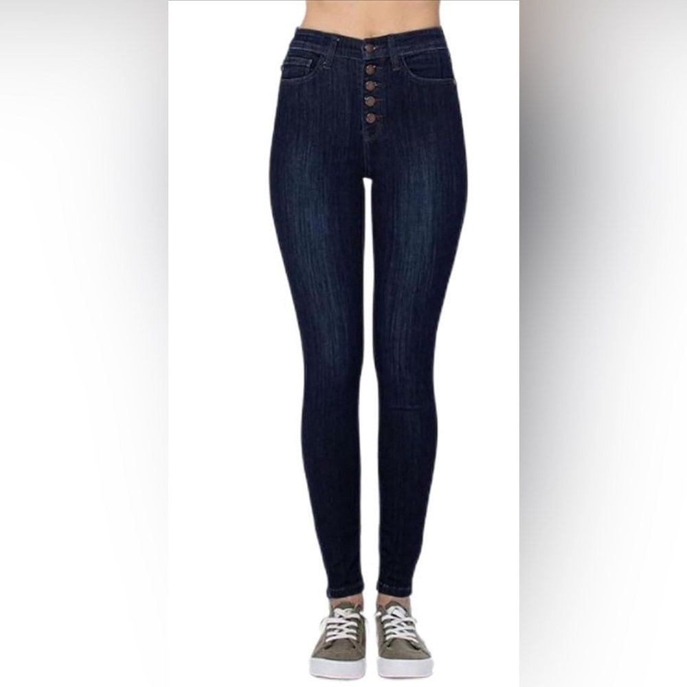 Judy Blue Jeans Women Blue Skinny Fit Button Fly High Rise Sz 25 JB82331DK